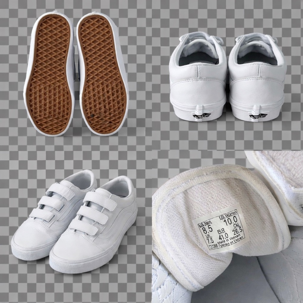 Vans Women’s Size 10 White Leather Velcro Sneakers Skate Classic